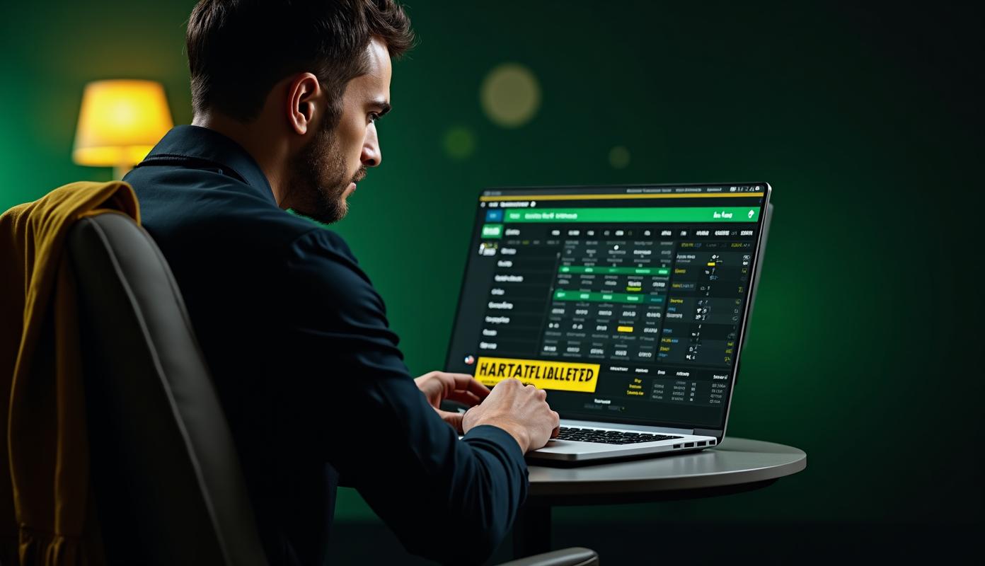 Koncentreret sportsvædder ved Bet365 laptop